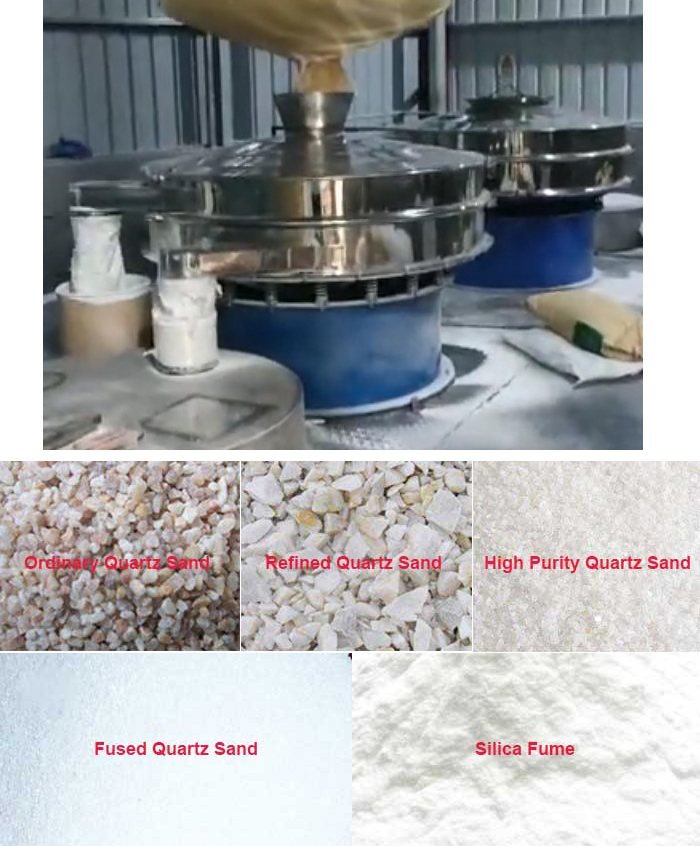 Quartz sand of different sizes